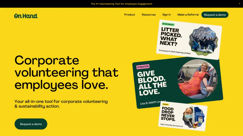 On hand Landing page